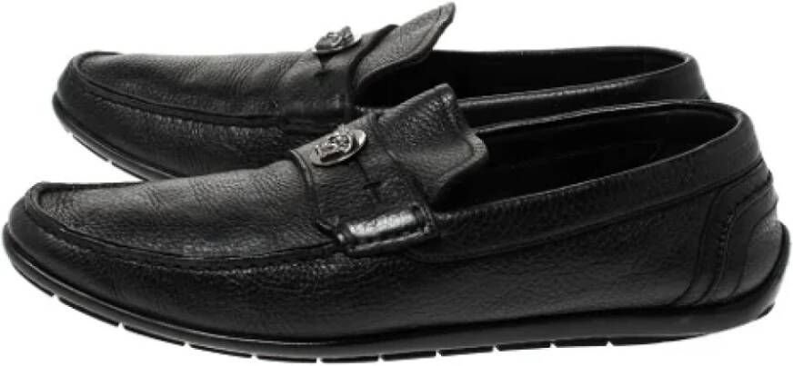 Versace Pre-owned Leather flats Black Dames