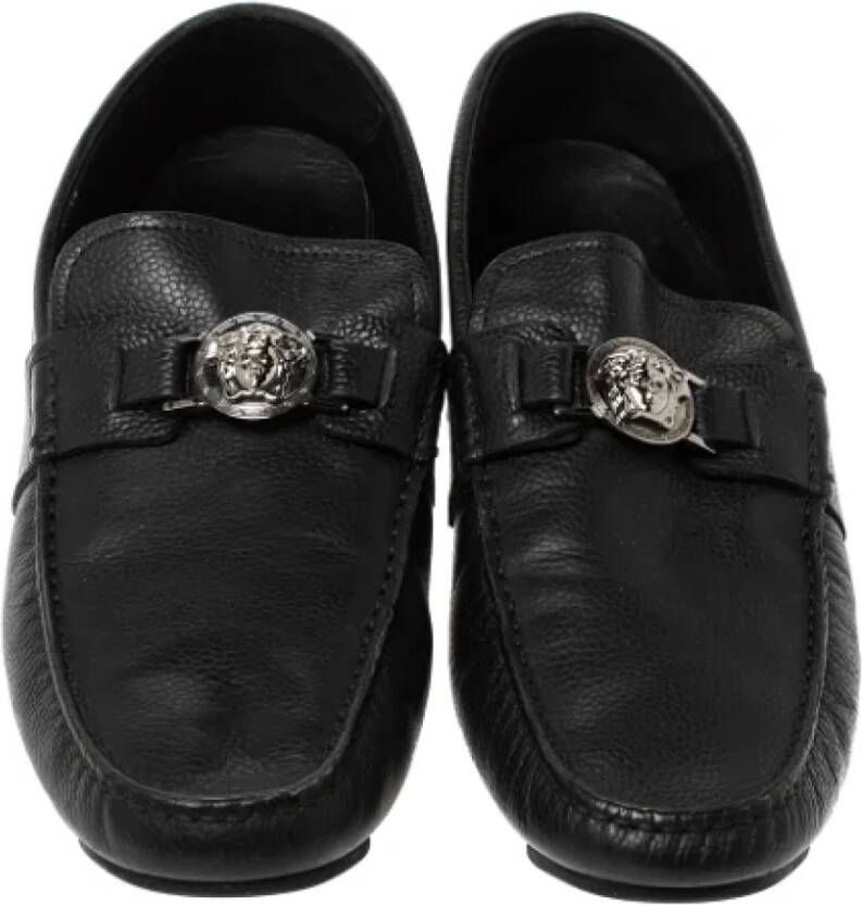 Versace Pre-owned Leather flats Black Dames