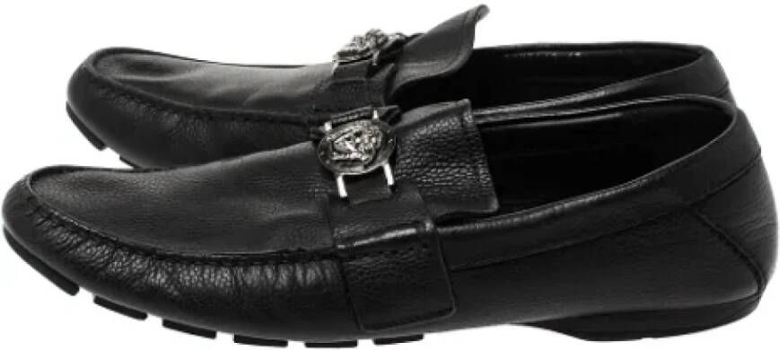 Versace Pre-owned Leather flats Black Dames