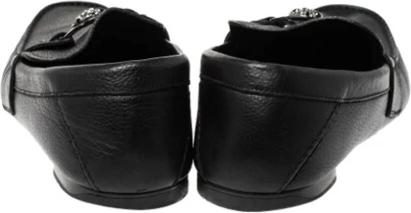 Versace Pre-owned Leather flats Black Dames