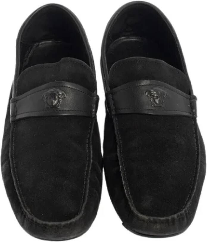 Versace Pre-owned Leather flats Black Dames