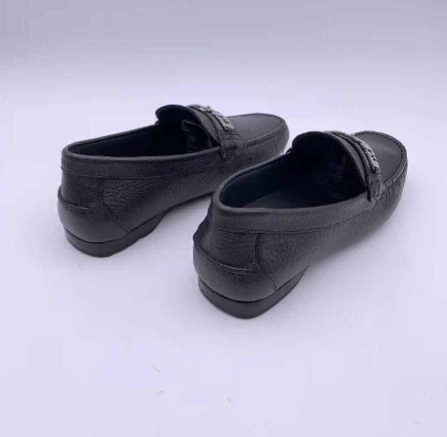 Versace Pre-owned Leather flats Black Dames