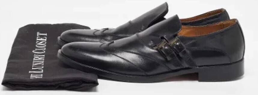 Versace Pre-owned Leather flats Black Heren