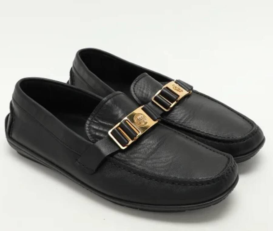 Versace Pre-owned Leather flats Black Heren