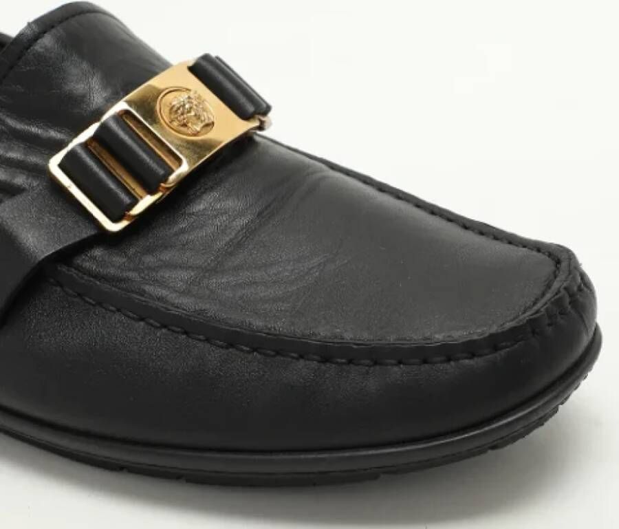 Versace Pre-owned Leather flats Black Heren