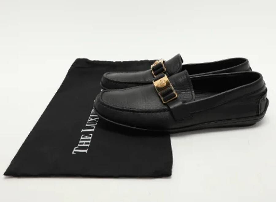 Versace Pre-owned Leather flats Black Heren