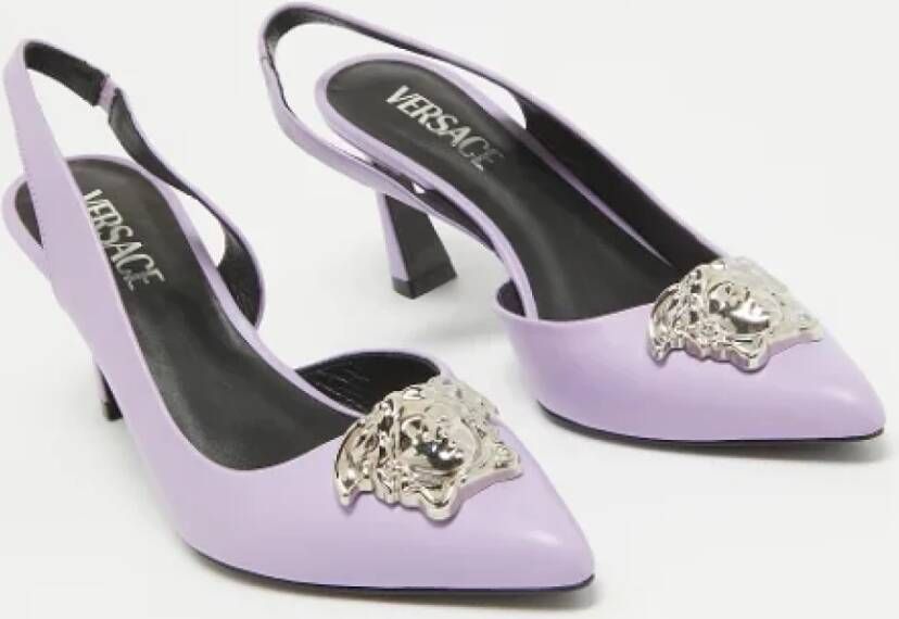 Versace Pre-owned Leather heels Purple Dames