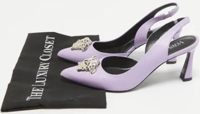 Versace Pre-owned Leather heels Purple Dames