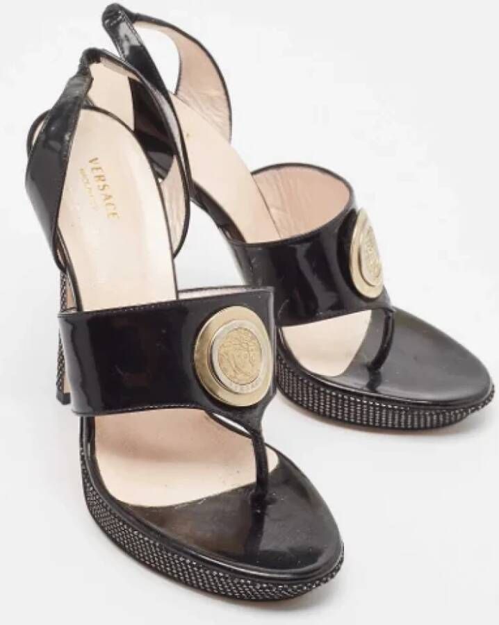 Versace Pre-owned Leather sandals Black Dames