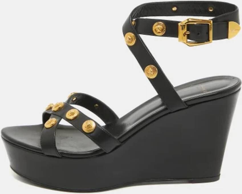 Versace Pre-owned Leather sandals Black Dames