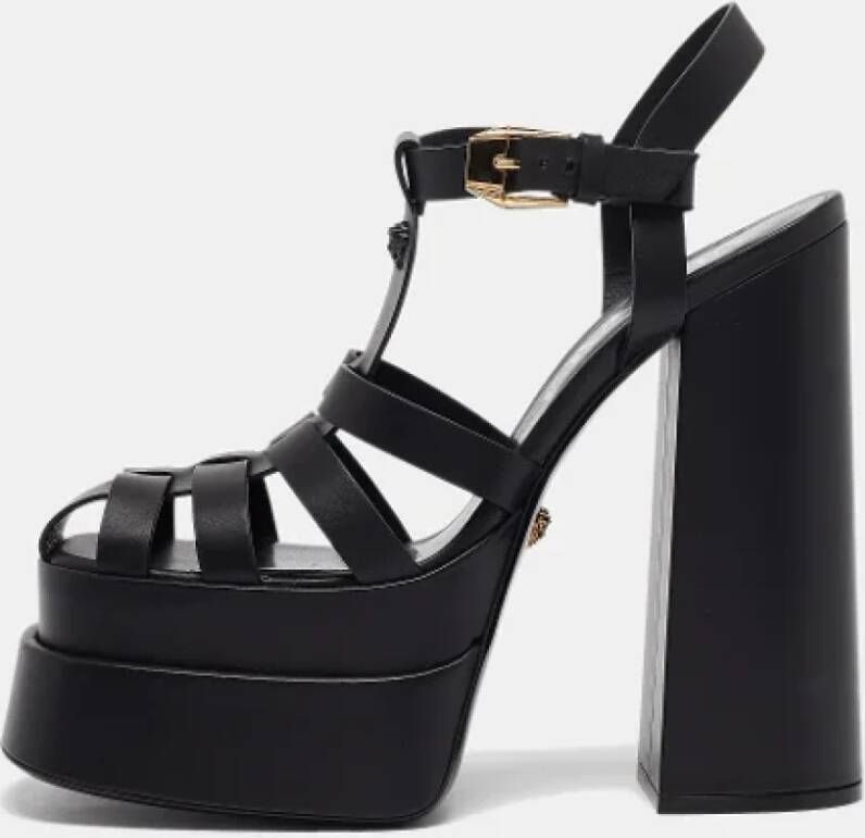 Versace Pre-owned Leather sandals Black Dames