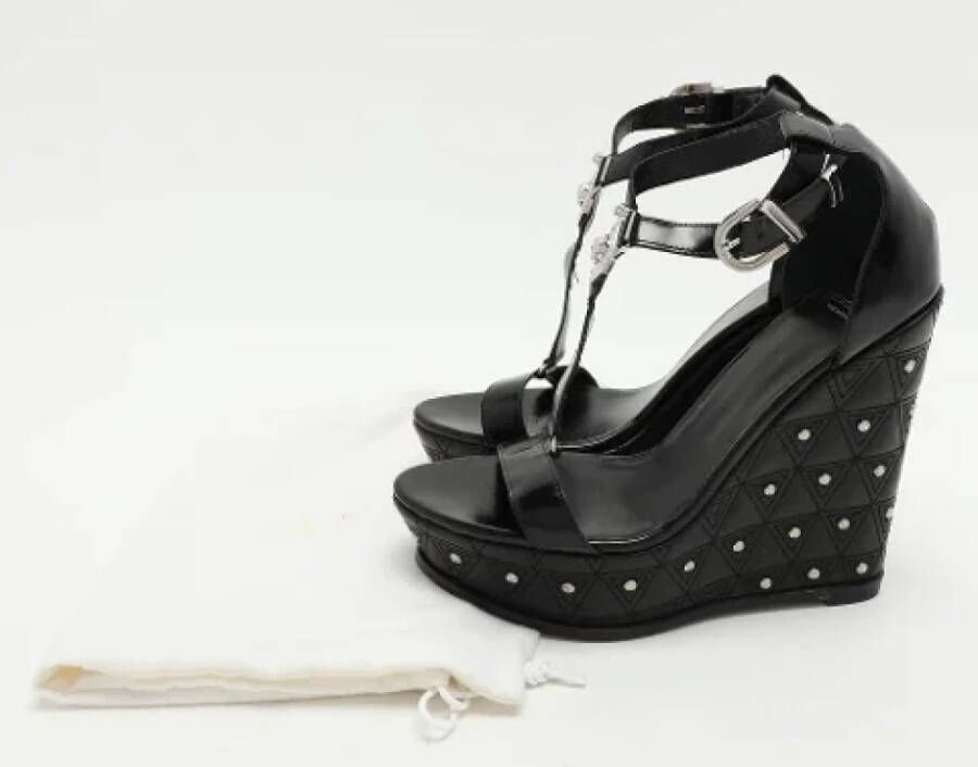 Versace Pre-owned Leather sandals Black Dames