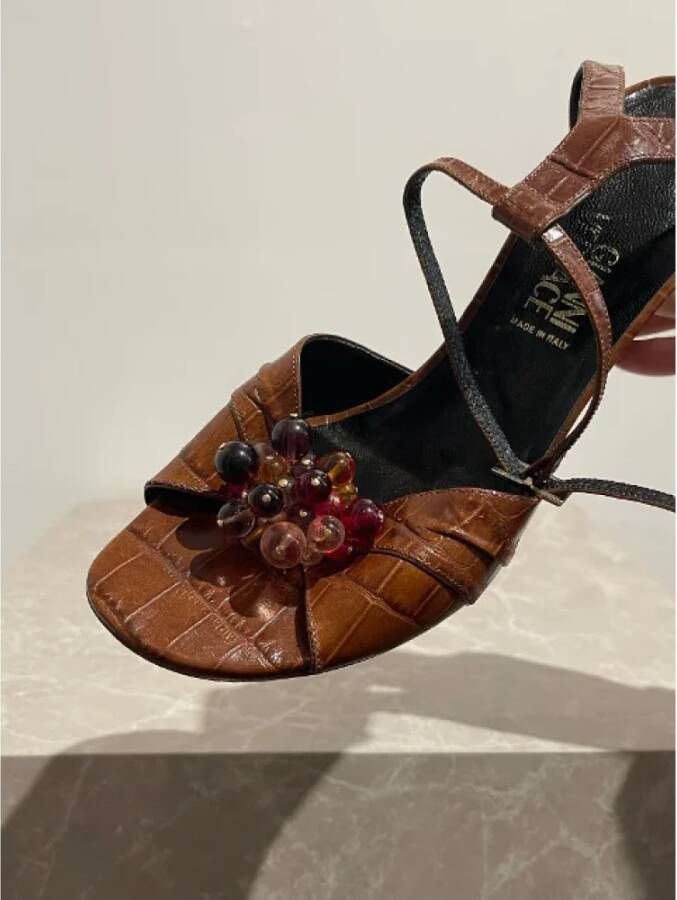 Versace Pre-owned Leather sandals Brown Dames