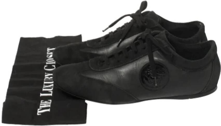 Versace Pre-owned Leather sneakers Black Dames