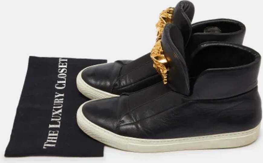 Versace Pre-owned Leather sneakers Black Heren