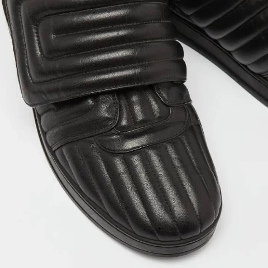 Versace Pre-owned Leather sneakers Black Heren