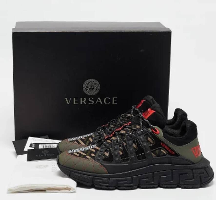 Versace Pre-owned Leather sneakers Black Heren