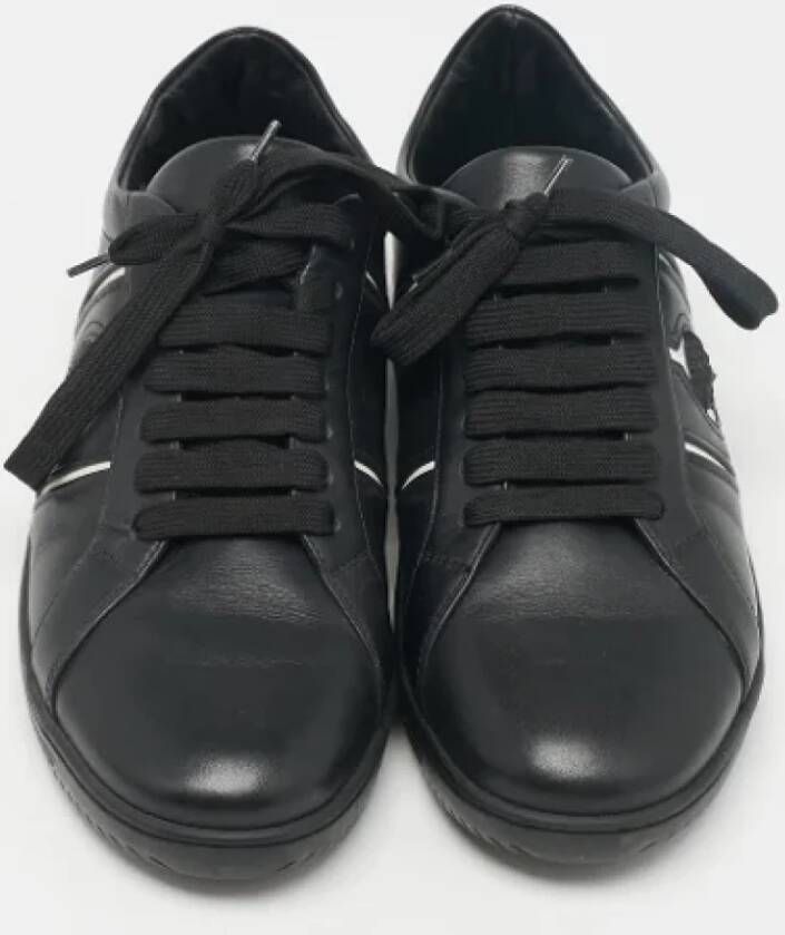 Versace Pre-owned Leather sneakers Black Heren