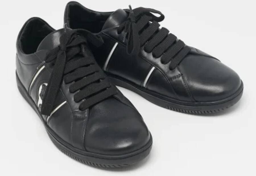 Versace Pre-owned Leather sneakers Black Heren