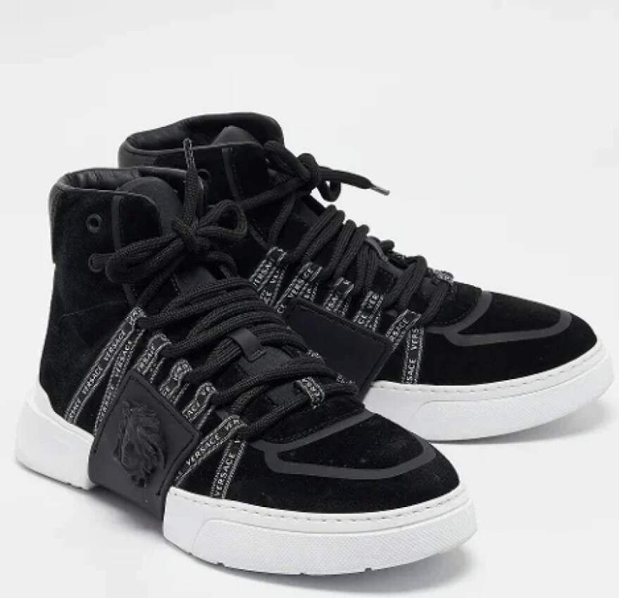 Versace Pre-owned Leather sneakers Black Heren