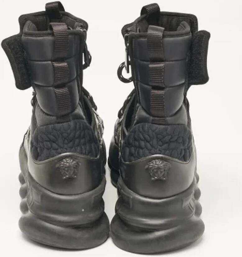 Versace Pre-owned Leather sneakers Black Heren