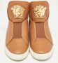 Versace Pre-owned Leather sneakers Brown Heren - Thumbnail 3