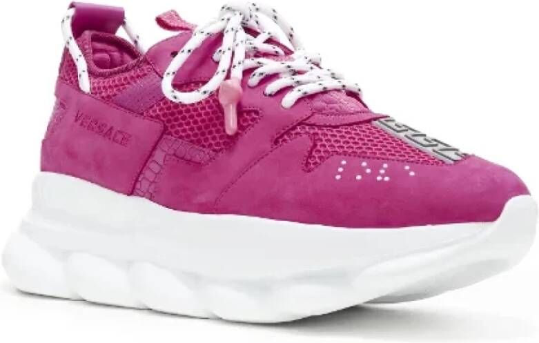 Versace Pre-owned Leather sneakers Pink Dames