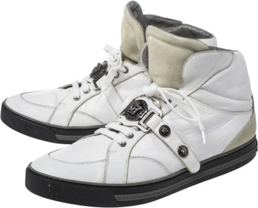 Versace Pre-owned Leather sneakers White Dames