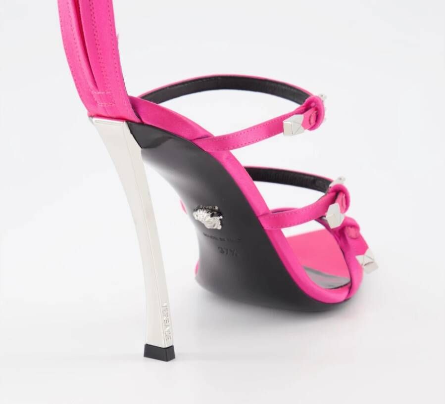 Versace Pumps van leer met enkelbandjes Pink Dames