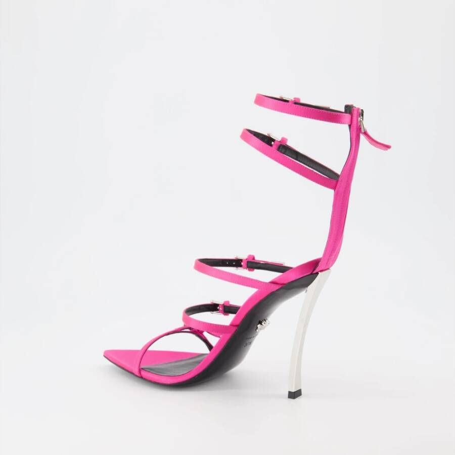 Versace Puntige Neus Leren Pumps Pink Dames