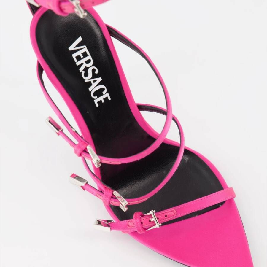 Versace Puntige Neus Leren Pumps Pink Dames