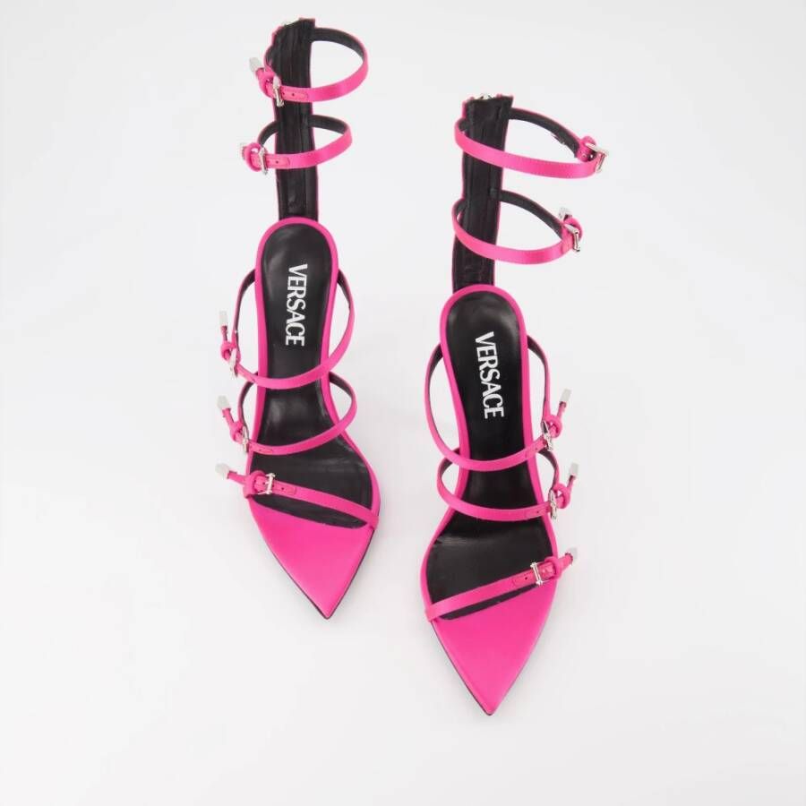 Versace Puntige Neus Leren Pumps Pink Dames