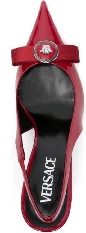 Versace Rode Kalfsleren Slingback Hakken Red Dames