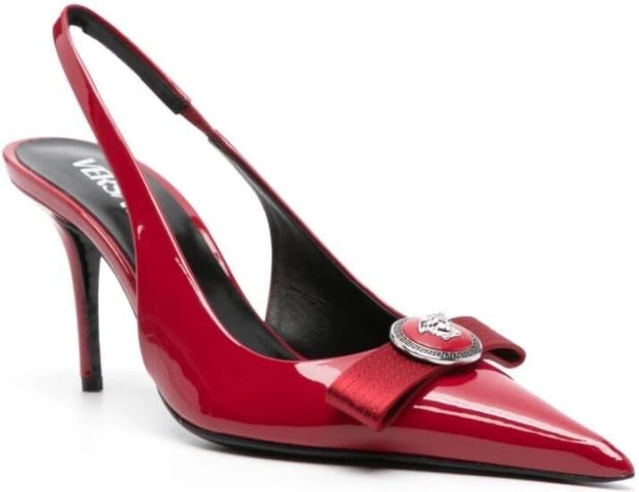 Versace Rode Kalfsleren Slingback Hakken Red Dames