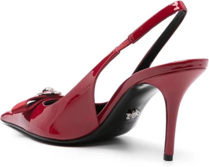 Versace Rode Kalfsleren Slingback Hakken Red Dames