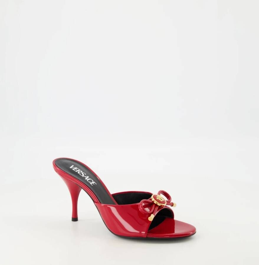 Versace Rode Lakleren Bow Hiel Muiltjes Red Dames