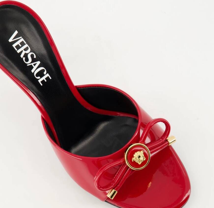 Versace Rode Lakleren Bow Hiel Muiltjes Red Dames