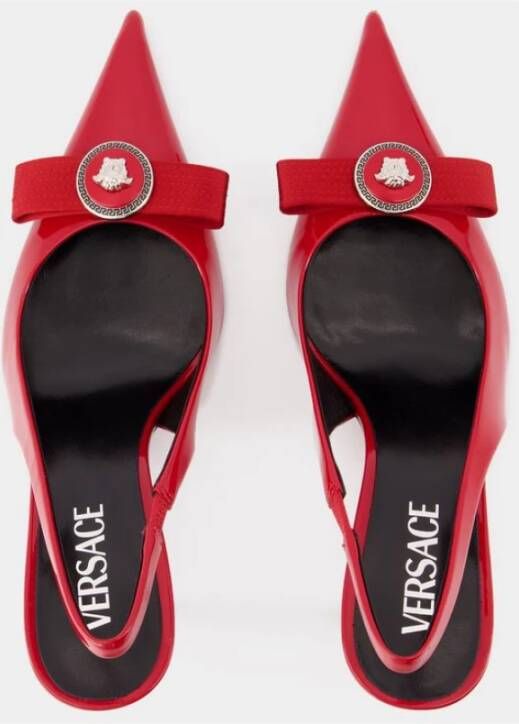 Versace Rode Strik Pumps Leer Puntig Red Dames