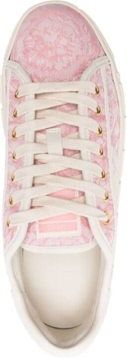 Versace Roze Jacquard Sneakers Pink Dames