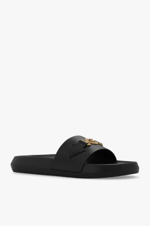 Versace Leren slides Zwart Heren