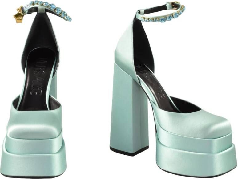 Versace Satin Schoenen Collectie Blue Dames