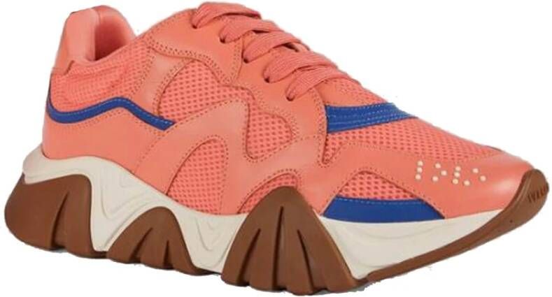 Versace Squalo Sneakers Vrouwen Leer Mesh Rubber Pink Dames