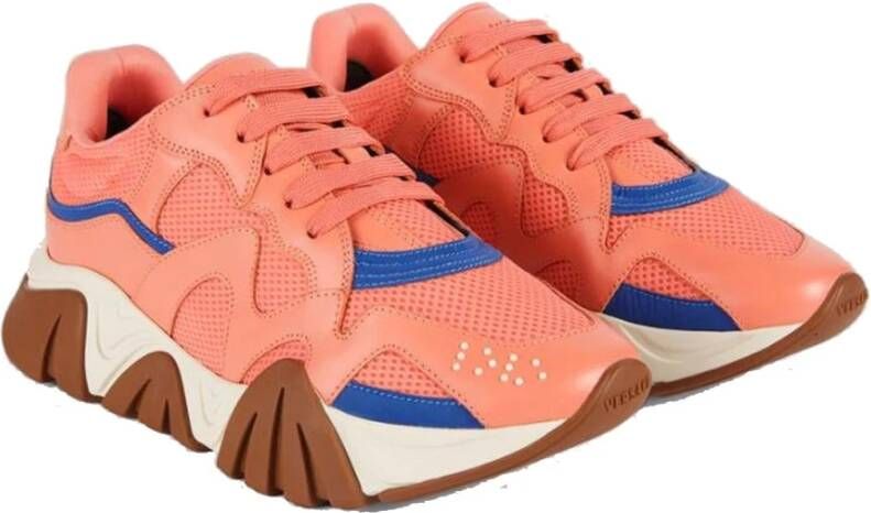 Versace Squalo Sneakers Vrouwen Leer Mesh Rubber Pink Dames