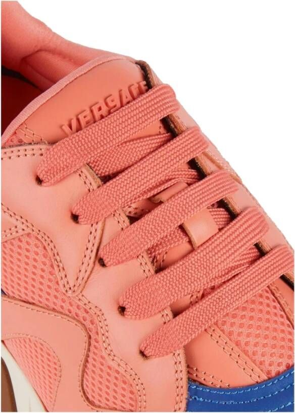 Versace Squalo Sneakers Vrouwen Leer Mesh Rubber Pink Dames