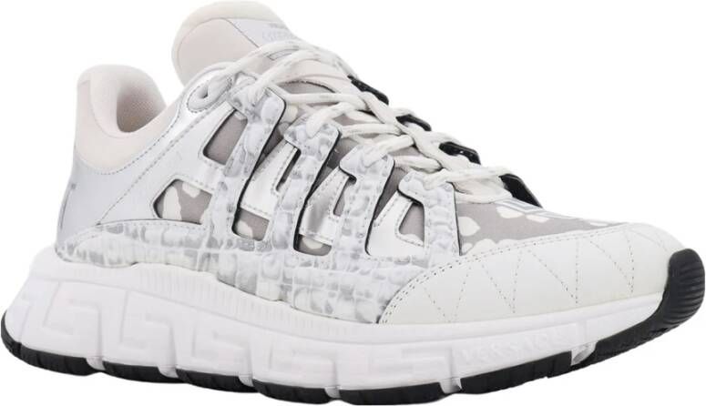 Versace Trigreca Leren Sneakers met Milano Coördinaten White Heren