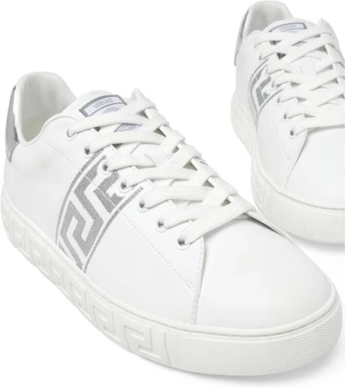 Versace Wit Zwart Kalfsleer Sneaker White Heren