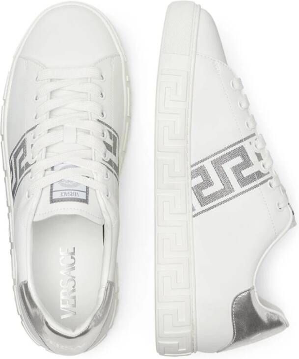 Versace Wit Zwart Kalfsleer Sneaker White Heren