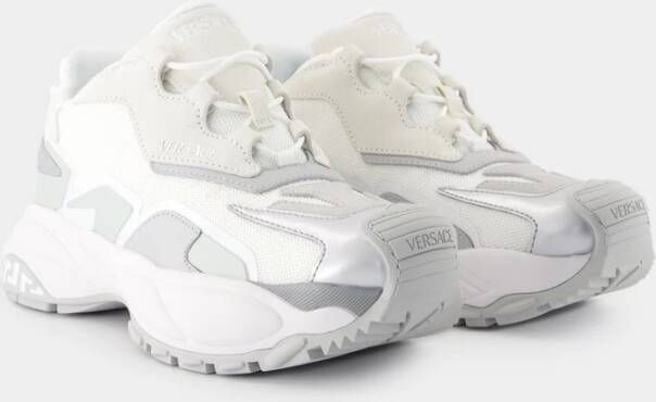 Versace Witte Leren Lage Sneakers White Heren