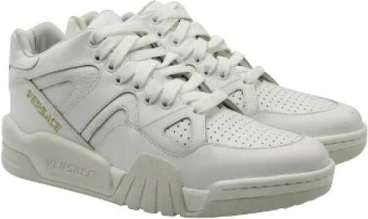 Versace Witte Leren Panel Sneakers Wit Dames