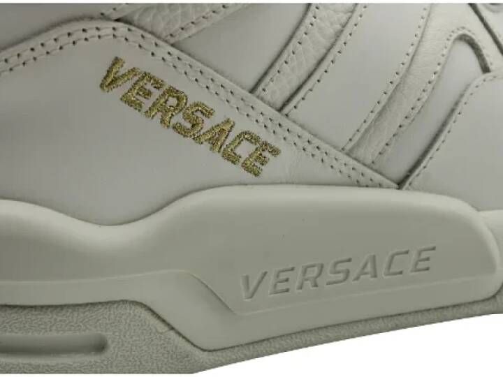 Versace Witte Leren Panel Sneakers Wit Dames